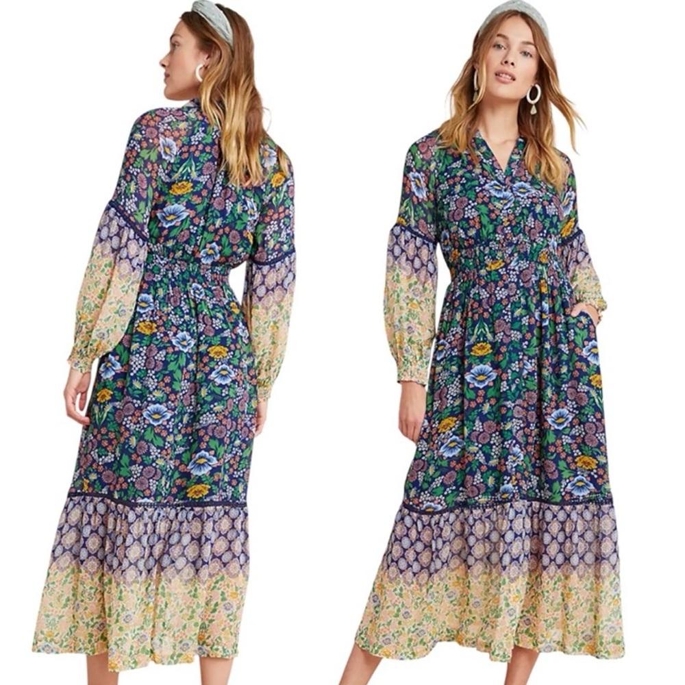 Anthropologie Maeve Odnine Long Sleeve Maxi Dress